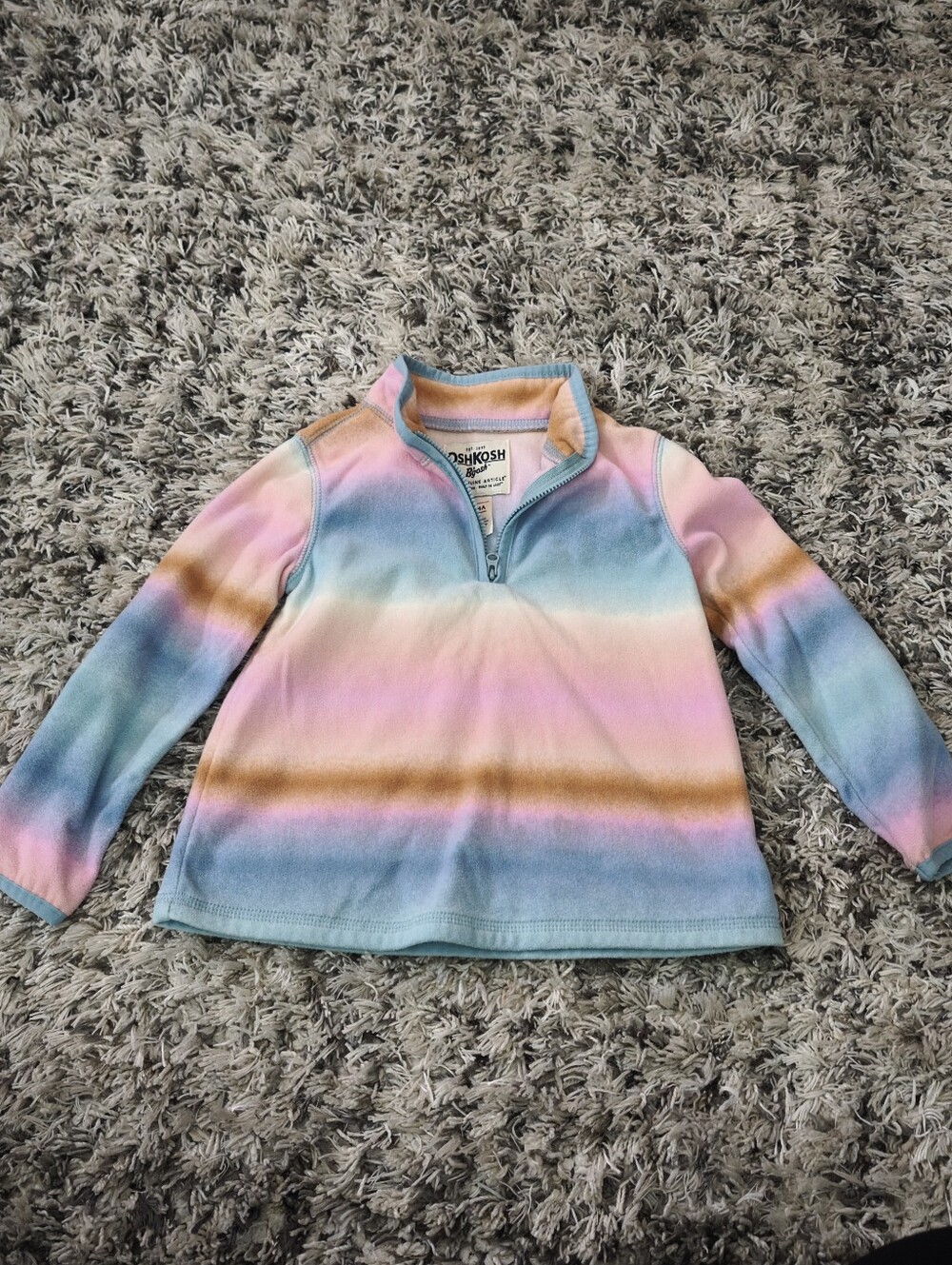 OshKosh B’gosh Girls 4T Pastel Rainbow Fleece Quarter Zip Pullover